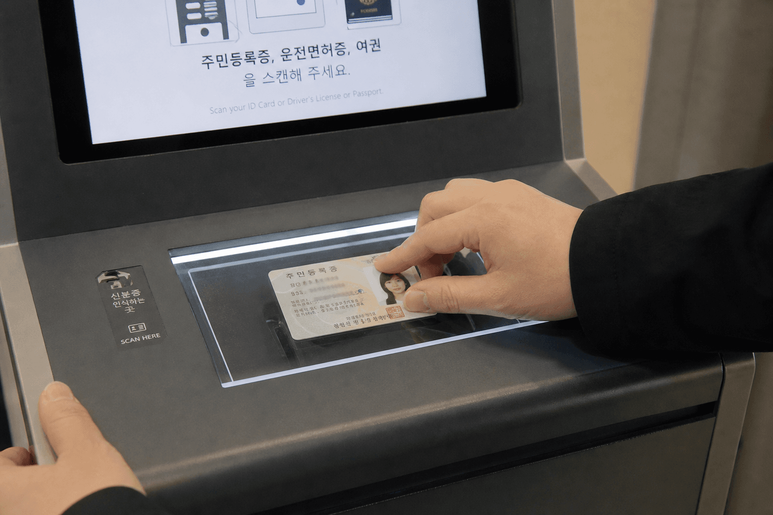 참고: 호텔 기기는 화면 우측 하단 카메라 OCR입니다. (일부 참고 사진은 다른 스캔 형태일 수 있음)